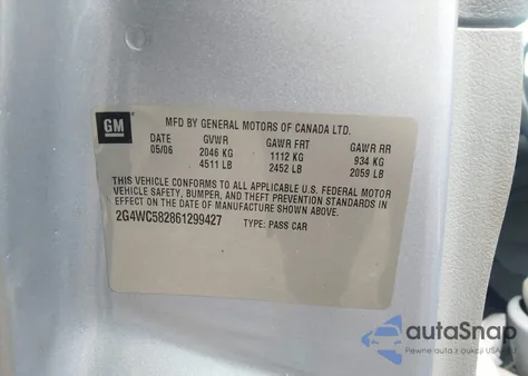 2006 Buick Lacrosse Cx из США, поврежденный, VIN 2G4WC582861299427